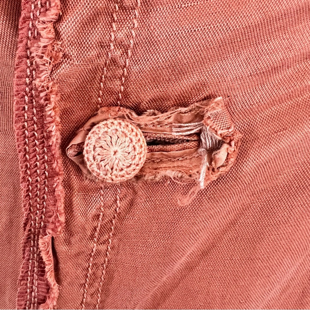 Shangana Hanmade Linen Patchwork Exposed Stitch Mid Length Duster Trench Coat - Picture 9 of 15